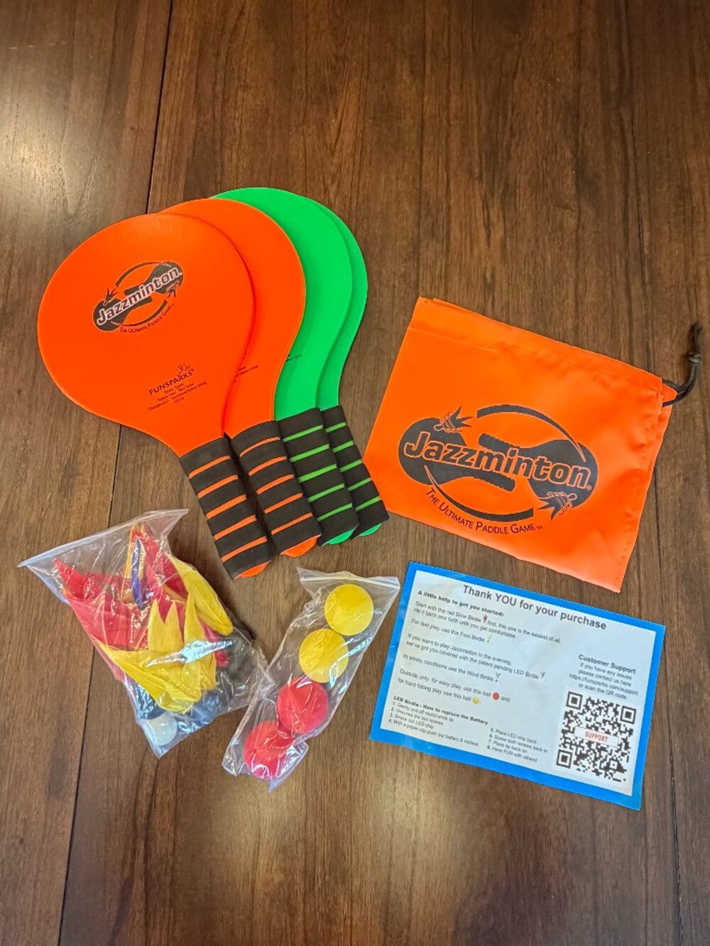 NWT Jazzminton Deluxe Paddle, LED-Birdie & Ball Set with Carry Bag